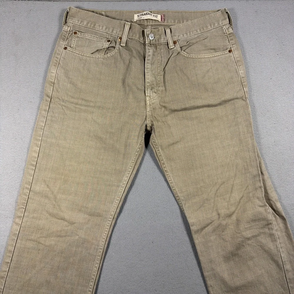 Vintage Levis 505 Jeans Mens 34x34 Beige Light Wash Straight Regular Fit Denim